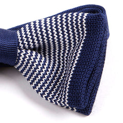 Navy Striped Tip Knitted Bow Tie - Tie Doctor