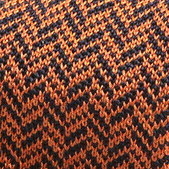 Burnt Orange and Navy Pointed Silk Knitted Tie - Tie Doctor