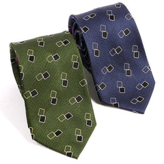 Navy Rectangle Motif Silk Tie - Tie Doctor