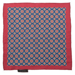 Soft Blue & Red Mac-Inspired IMS 33cm Pocket Square - Tie Doctor