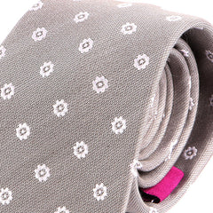 Grey Floral Motif Silk Tie 7.5cm - Tie Doctor
