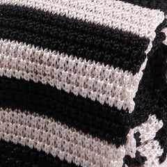 Navy and White Striped Silk Knitted Tie - Tie Doctor