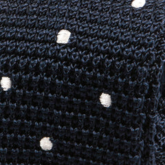 Navy Polka Dot Silk Knitted Tie - Tie Doctor