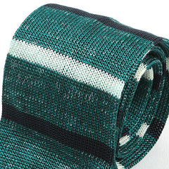 Jide Green Stripe Silk Knitted Tie, One of One - Tie Doctor