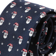 Navy Blue Santa Motif Christmas Tie - Tie Doctor