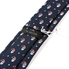 Navy Blue Santa Motif Christmas Tie - Tie Doctor