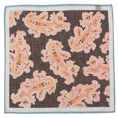 Large Brown Detailed Paisley Pocket Square - Tie Doctor