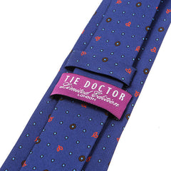 Unique Blue Floral Patterned Macclesfield Silk Tie - Tie Doctor