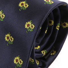 Navy Blue Sunflower 7.5cm Ply Tie - Tie Doctor