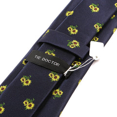 Navy Blue Sunflower 7.5cm Ply Tie - Tie Doctor