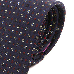 Navy & Red Circles Extra Long Silk Tie 8cm - Tie Doctor