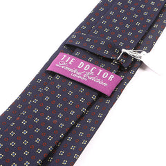 Navy & Red Circles Extra Long Silk Tie 8cm - Tie Doctor