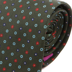 Green, Red & Blue Floral Macclesfield Printed Silk Tie - Tie Doctor