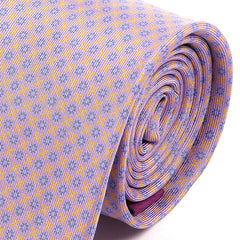 Lilac Printed Macclesfield Silk Tie 7.5cm - Tie Doctor