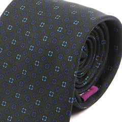 Green & Blue Pattern II Printed Silk Tie 7.5cm - Tie Doctor