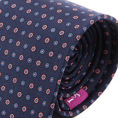 Navy & Pink Micro Circle Silk Necktie - Tie Doctor