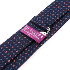 Navy & Pink Micro Circle Silk Necktie - Tie Doctor