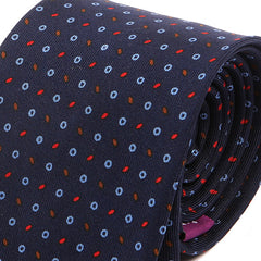Navy & Red Micro Patterned 7.5cm Macclesfield Silk Tie - Tie Doctor
