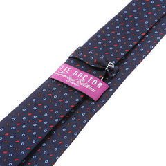 Navy & Red Micro Patterned 7.5cm Macclesfield Silk Tie - Tie Doctor