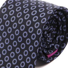 Dark Navy Blue & Purple Circle Printed Silk Tie - Tie Doctor