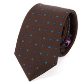 Brown Wexford Petal Printed Macclesfield Silk Tie 7.5cm