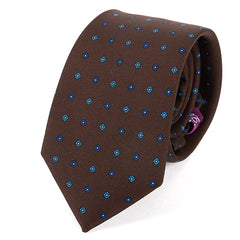 Brown Wexford Petal Printed Macclesfield Silk Tie 7.5cm