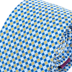 Blue Dorset Mosaic Macclesfield Silk Tie 7.5cm