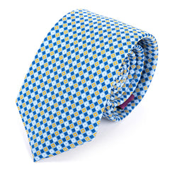 Blue Dorset Mosaic Macclesfield Silk Tie 7.5cm