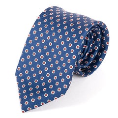 Classic Blue & Red Mini Floral Motif Tie 7.5cm