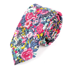 Pink and Blue Floral Cotton Tie 6.5cm