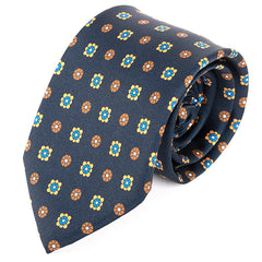 Navy Blue Nelie Floral Motif IMS Tie 7.5cm