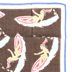 Brown Surfer Jenny Large Pocket Square 42cm