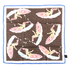 Brown Surfer Jenny Large Pocket Square 42cm