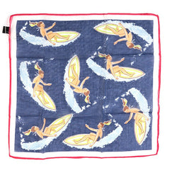Navy Blue Surfer Jenny Large Pocket Square 42cm