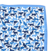 Blue And White Dog Montage Silk Pocket Square 33cm