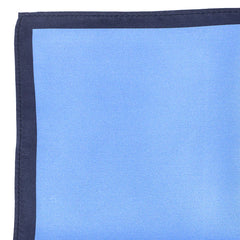 Navy Blue Contrast Hem Silk Pocket Square