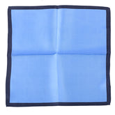 Navy Blue Contrast Hem Silk Pocket Square