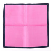 Pink And Navy Contrast Hem Silk Pocket Square