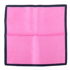 Pink And Navy Contrast Hem Silk Pocket Square