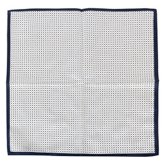 Whitehall XL Blue Dot Silk Pocket Square 40cm