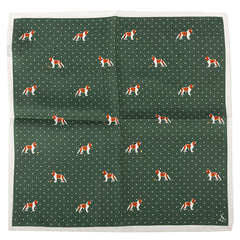 Green Cavalier Spaniel Dog Print Silk Pocket Square