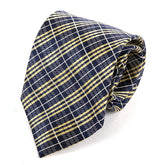 Navy Blue & Yellow Trio Check Silk Tie 9cm