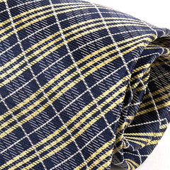 Navy Blue & Yellow Trio Check Silk Tie 9cm