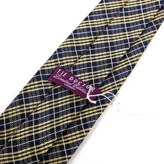 Navy Blue & Yellow Trio Check Silk Tie 9cm