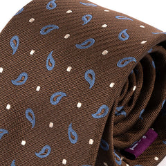 Brown & Blue Paisley Silk Tie 7.5cm