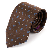 Brown & Blue Paisley Silk Tie 7.5cm