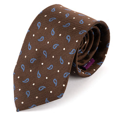 Brown & Blue Paisley Silk Tie 7.5cm