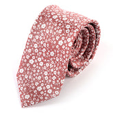 Pink And White Floral Silk Tie 7cm