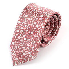 Pink And White Floral Silk Tie 7cm