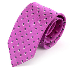 Dark Pink Floral Print Wide Silk Tie 8cm